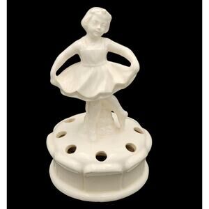 Coronet Germany Ivory Porcelain Flower Frog Dancing Ballerina